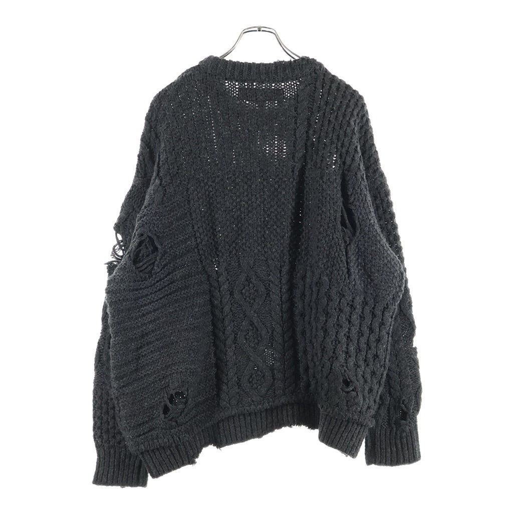 NEIGHBORHOOD(ネイバーフッド) 23AW PATCHWORK SAVAGE SWEATER パッチワーク サベージ クルーネック ニット セーター グレー 232FUNH-KNM01