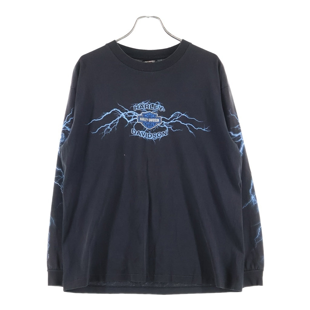 HARLEY DAVIDSON(ハーレーダビッドソン) 00S VINTAGE OAKLAND BLUE THUNDER L/S TEE 2009 USA製 オークランド ブルーサンダー クルーネック 長袖Tシャツ カットソー ブラック