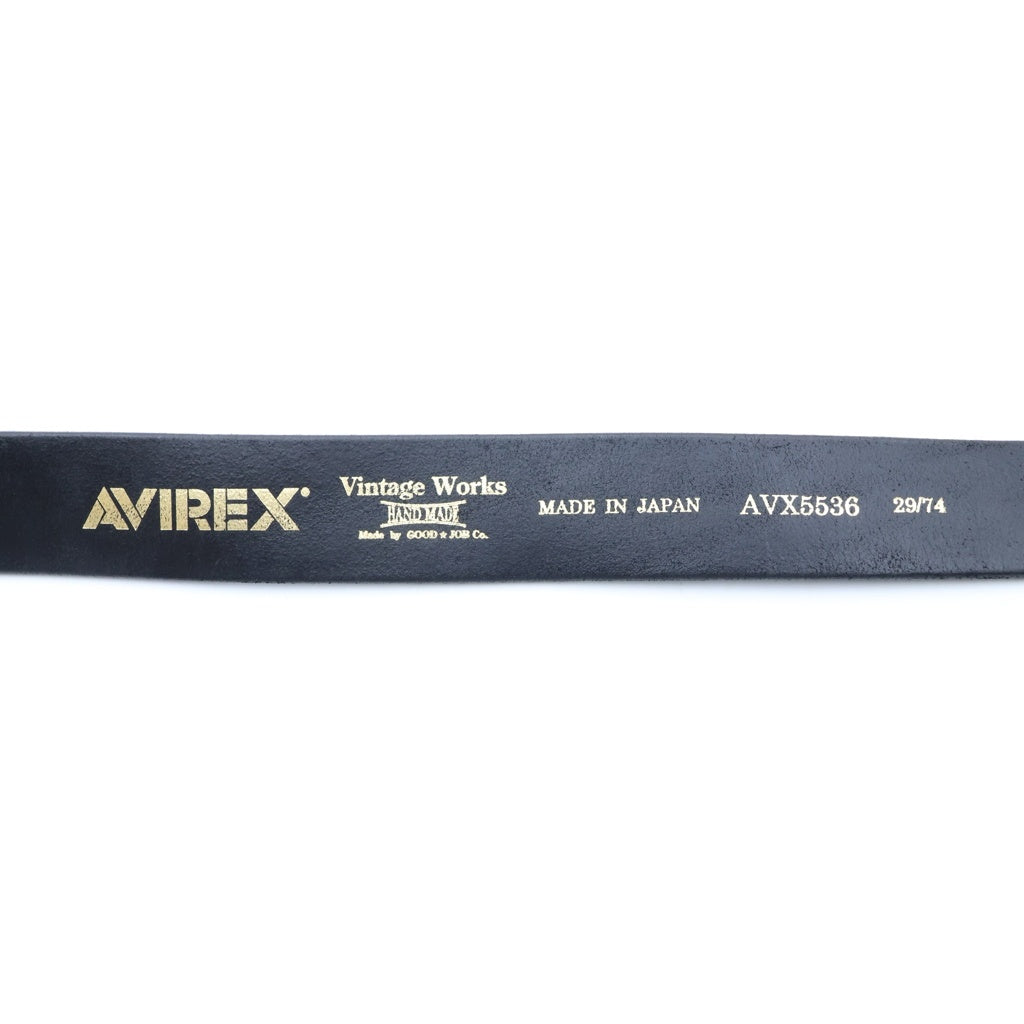 AVIREX(アヴィレックス) ×VINTAGE WORKS 日本製 レザーバックル ベルト ブラック AVX5536