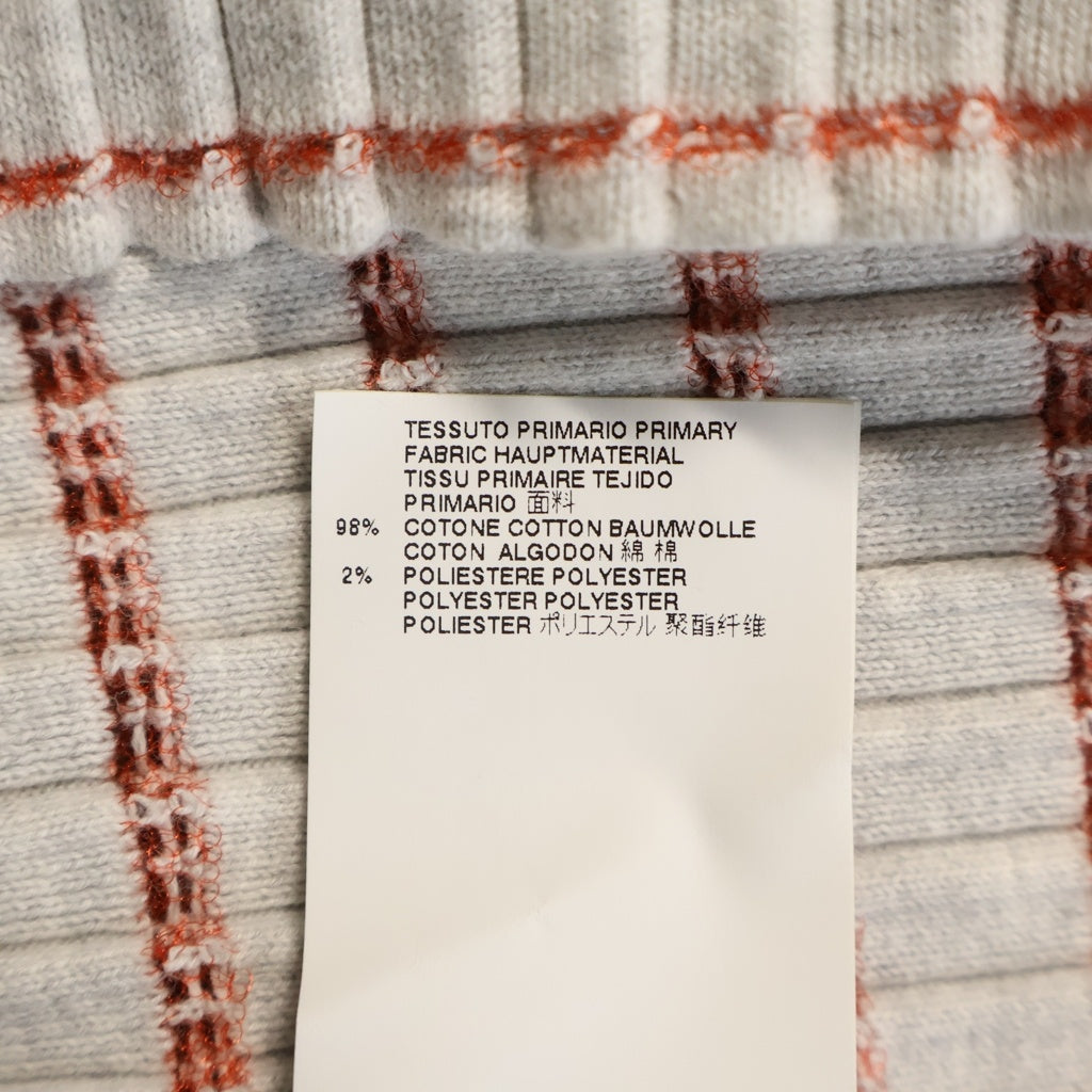 Maison Margiela(メゾンマルジェラ) ボーダー コットン 半袖ニットポロシャツ レディース グレー/レッド S51HA0707