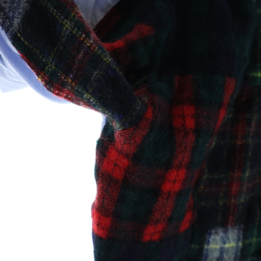 COMME des GARCONS HOMME(コムデギャルソンオム) 11AW AD2011 バックウールチェック切替 長袖シャツ ライトブルー/レッド/グリーン HH-B024