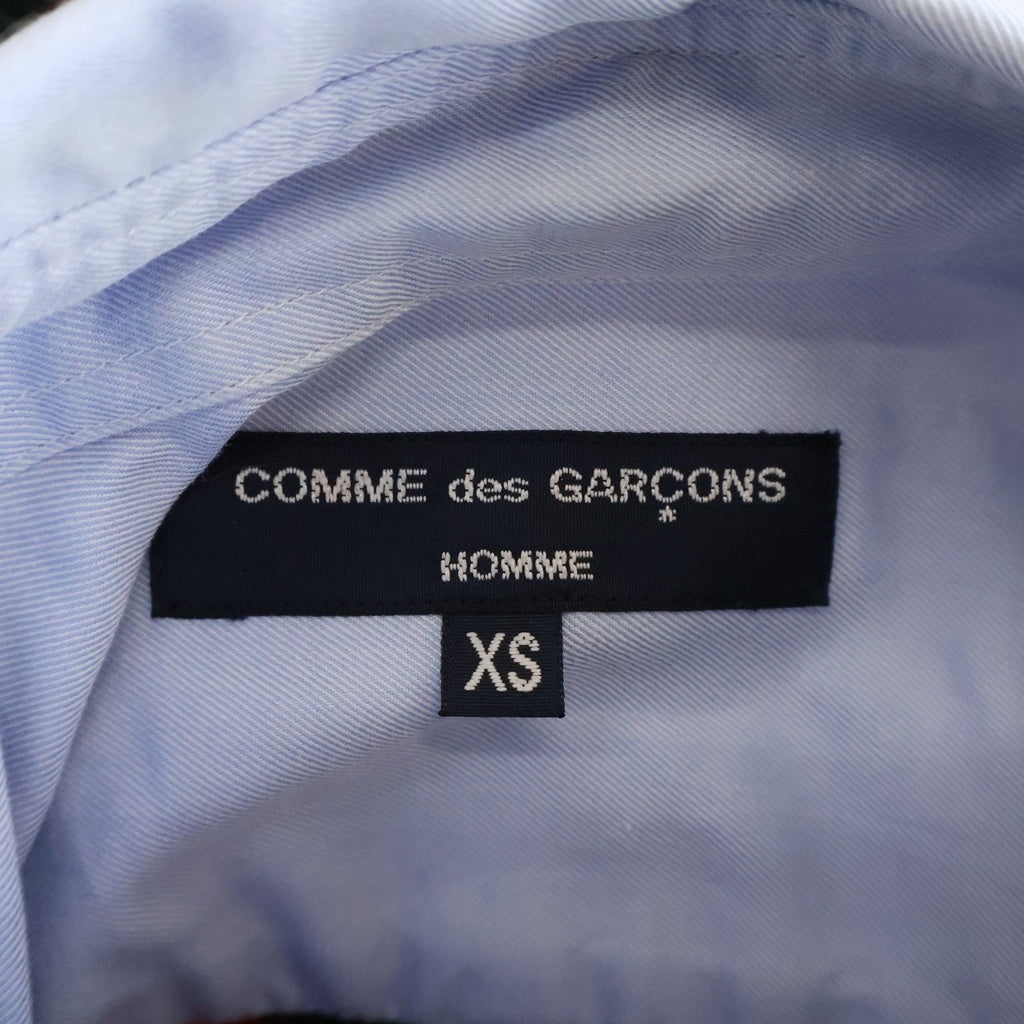 COMME des GARCONS HOMME(コムデギャルソンオム) 11AW AD2011 バックウールチェック切替 長袖シャツ ライトブルー/レッド/グリーン HH-B024