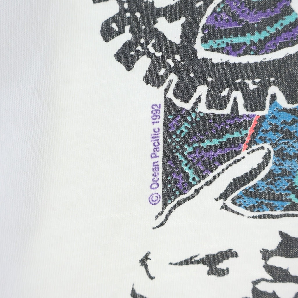 VINTAGE(ヴィンテージ) 90S VINTAGE OCEAN PACIFIC ヴィンテージ オーシャンパシフィック フロントグラフィックプリント クルーネック半袖Tシャツ カットソー ホワイト