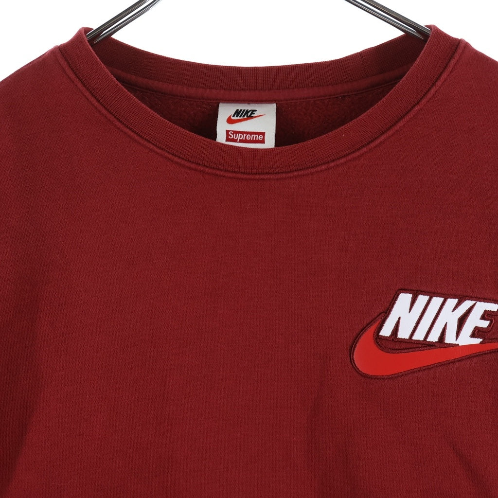 SUPREME(シュプリーム) 18AW ×NIKE Crewneck ナイキ 胸ロゴワッペン クルーネックスウェットトレーナー レッド BQ3767-677