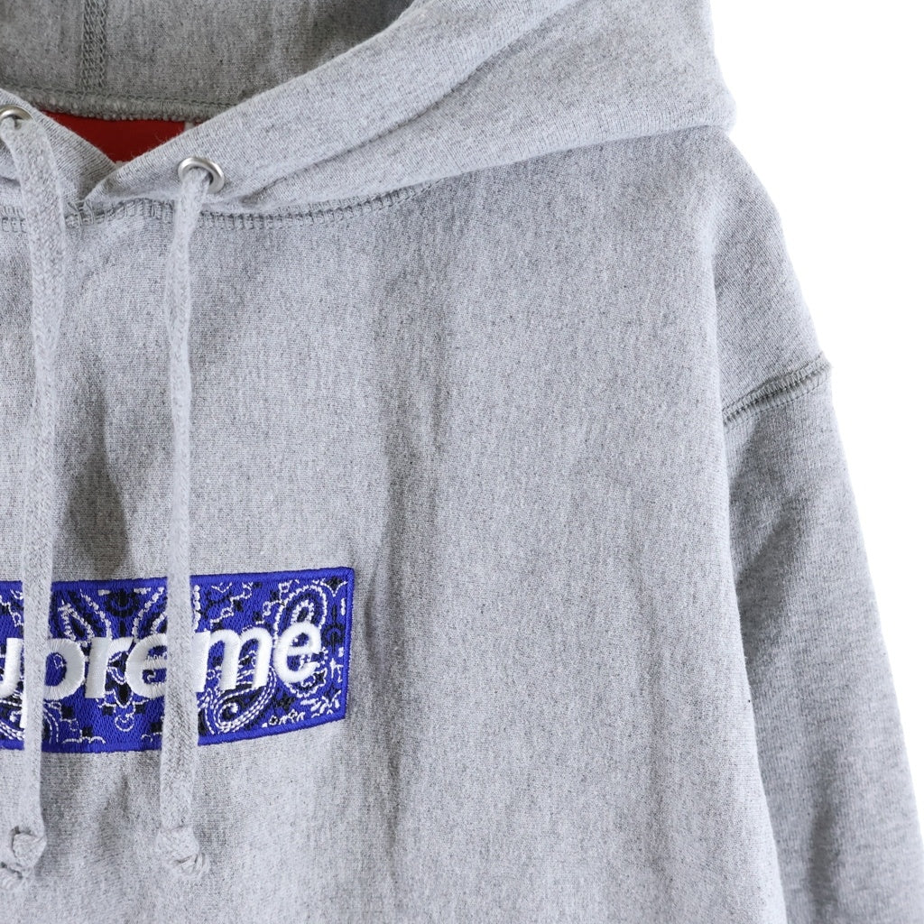 SUPREME(シュプリーム) 19AW Bandana Box Logo Hooded Sweatshirt バンダナ ボックスロゴ プルオーバースウェットパーカー フーディー グレー
