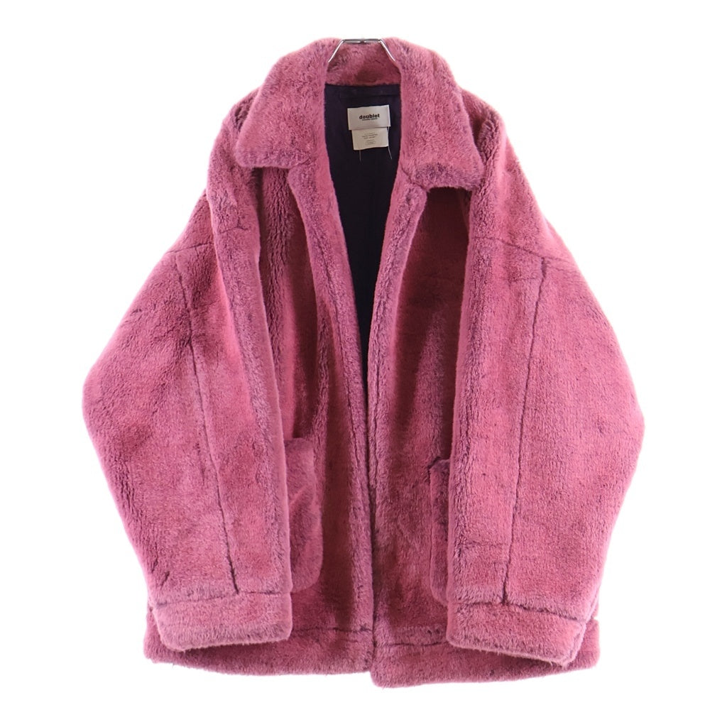 doublet(ダブレット) 20AW HAND-PAINTED FUR JACKET ハンドペイント バッグデザイン ファージャケット コート ピンク 20AW04BL90