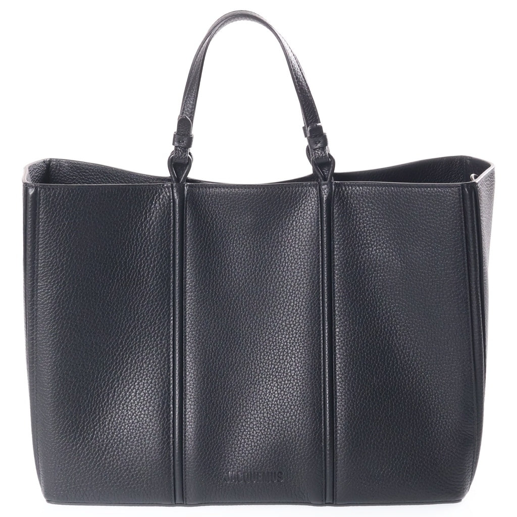 JACQUEMUS(ジャックムス) LE CABAS MARINO ル カバ マリノ メタルボールロゴ 2WAY レザーショルダートートバッグ ブラック 255BA426-3216 レディース