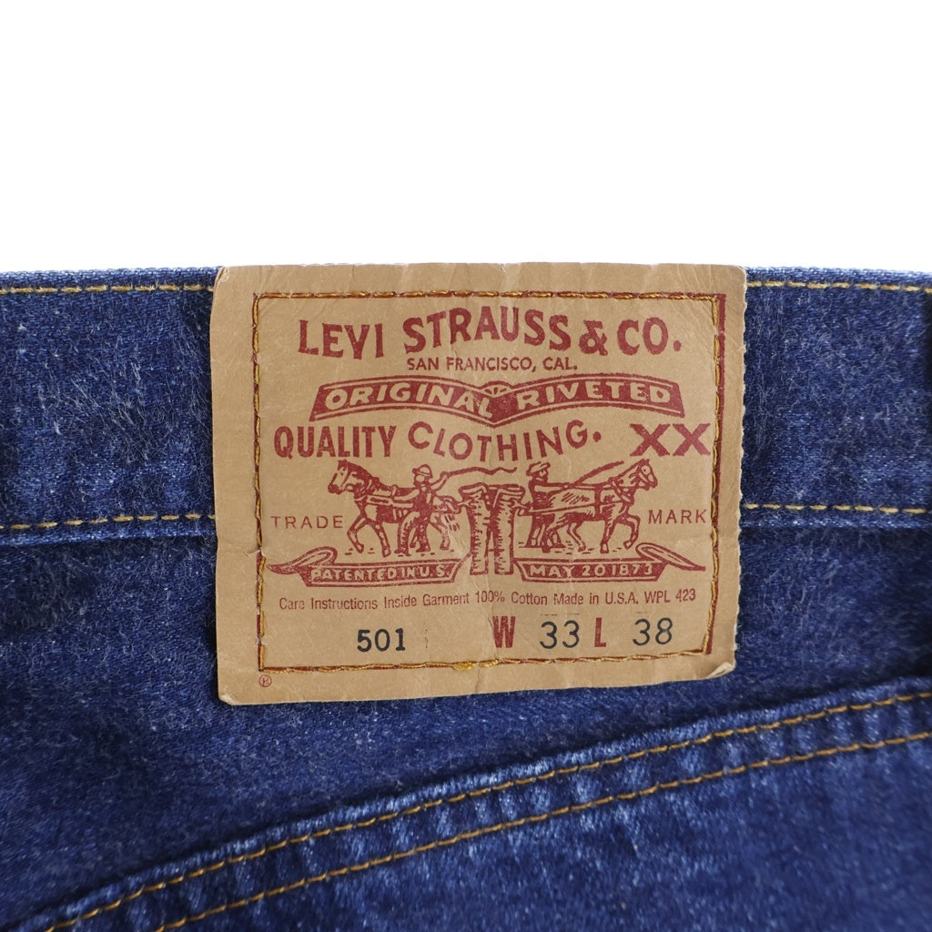Levi's(リーバイス) 90S VINTAGE ヴィンテージ USA製 110周年記念 BIG E復刻 ボタン裏555 バレンシア工場製 ボタンフライ ストレートデニムパンツ インディゴ 501-0001