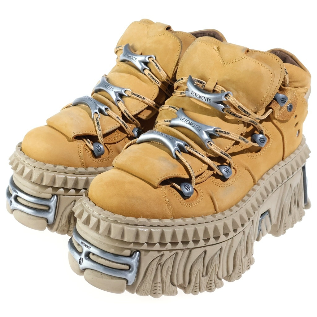 VETEMENTS(ヴェトモン) ×NEW ROCK PLATFORM SNEAKERS ニューロック プラットフォーム レザーブーツ ブラウン UA65SN100S