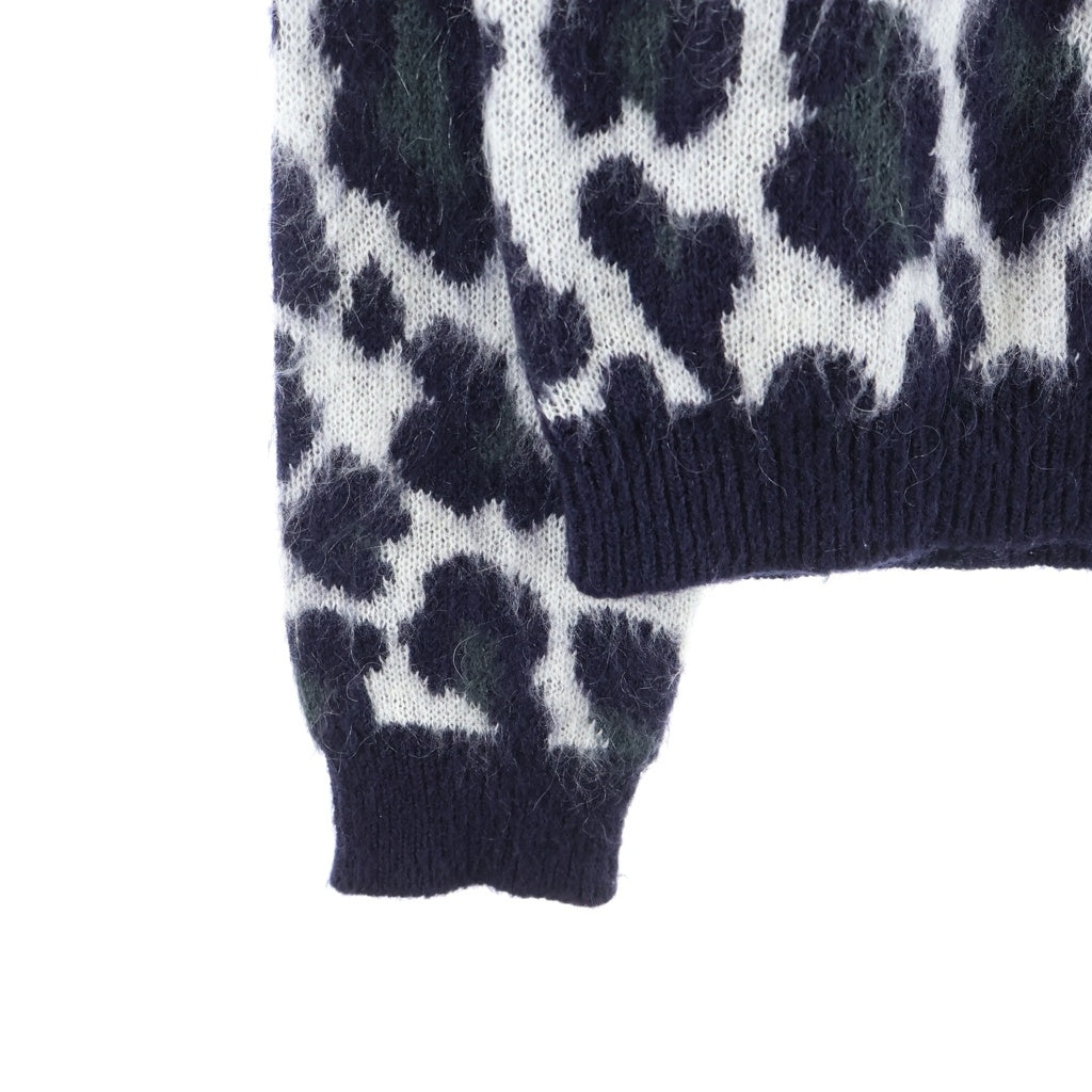 RAF SIMONS(ラフシモンズ) 14AW モヘア混 レオパード柄 クルーネックニットセーター ブラック/ホワイト