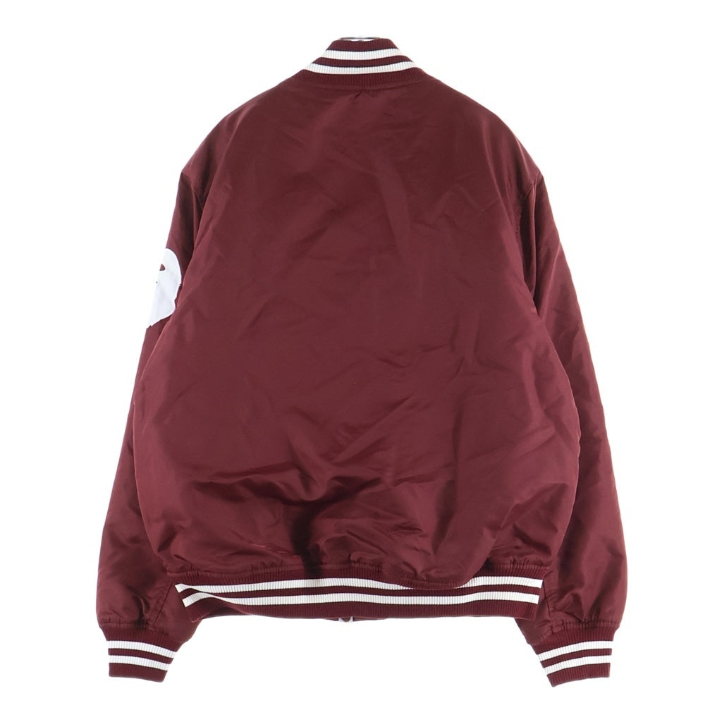 A BATHING APE(アベイシングエイプ) 22AW B.A.COLLEGIATE NYLON VARSITY JACKET カレッジ ナイロン ヴァーシティジャケット スタジャン レッド 001HJI301003M