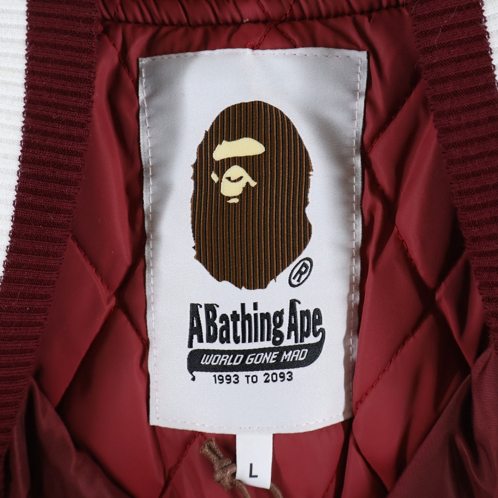 A BATHING APE(アベイシングエイプ) 22AW B.A.COLLEGIATE NYLON VARSITY JACKET カレッジ ナイロン ヴァーシティジャケット スタジャン レッド 001HJI301003M