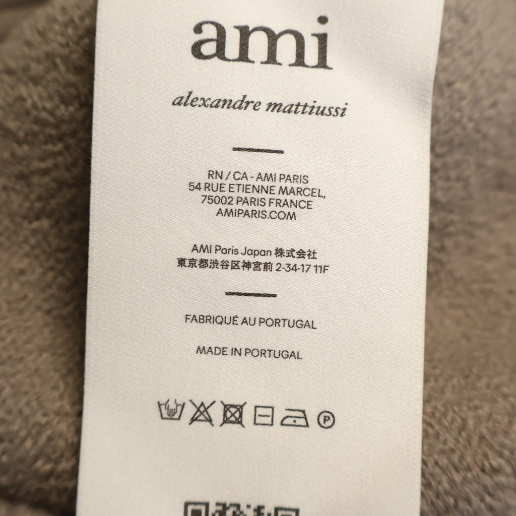 AMI Alexandre Mattiussi(アミアレクサンドルマテュッシ) Ami de Coeur メリノウールフェルトニット ハートロゴ カーディガン セーター グレー UKC090.KN0090