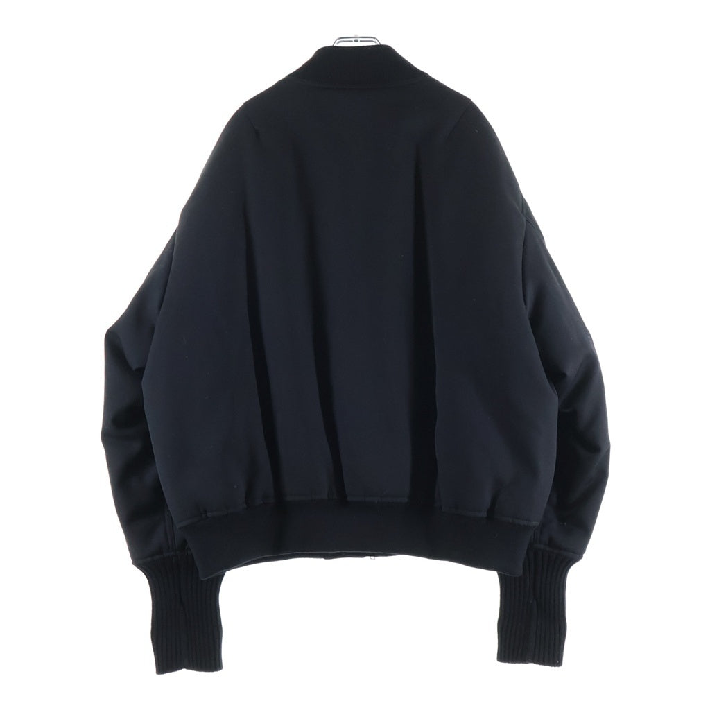JIL SANDER(ジルサンダー) 23AW レザーエルボーパッチ ウール混 ボンバージャケット ブルゾン ブラック J22BN0159