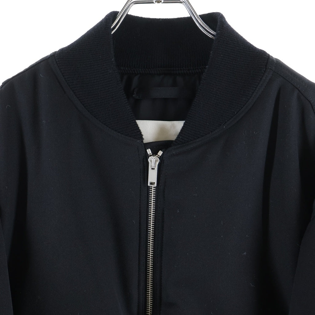 JIL SANDER(ジルサンダー) 23AW レザーエルボーパッチ ウール混 ボンバージャケット ブルゾン ブラック J22BN0159