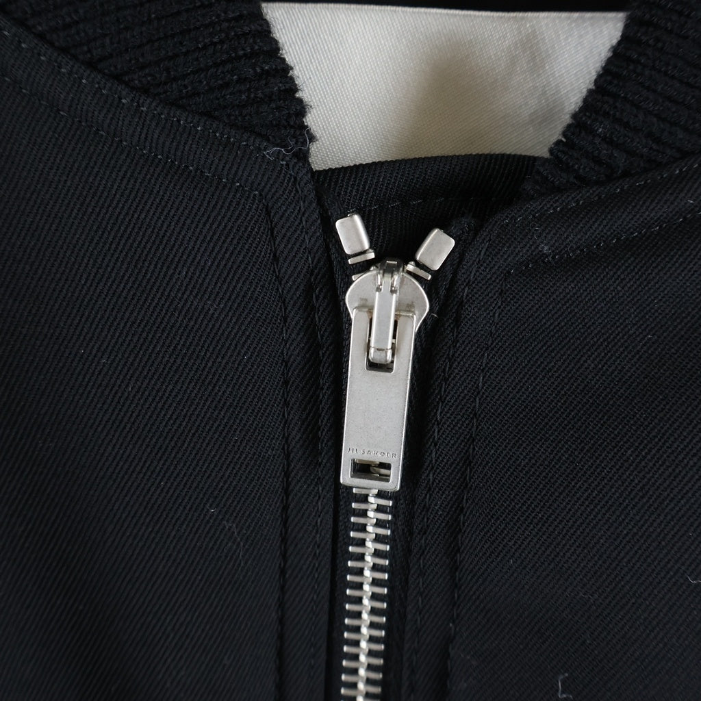 JIL SANDER(ジルサンダー) 23AW レザーエルボーパッチ ウール混 ボンバージャケット ブルゾン ブラック J22BN0159