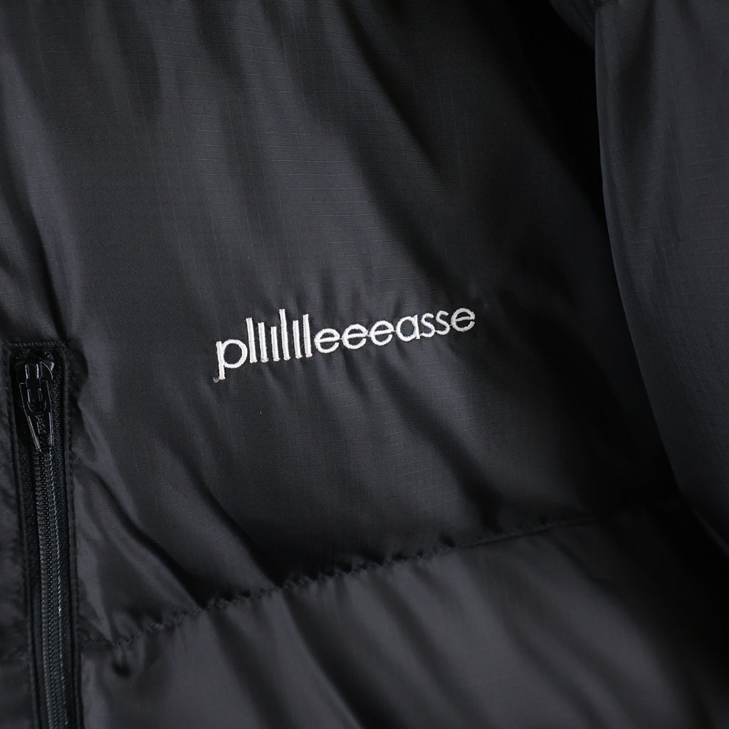 plllllleeeasse(プリーズ) 24AW PUFFER JACKET ロゴエンブロイダリー フーデッド パファー ダウンジャケット ブラック 24PLS-OT05