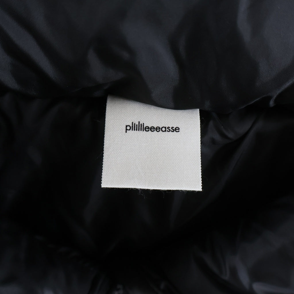 plllllleeeasse(プリーズ) 24AW PUFFER JACKET ロゴエンブロイダリー フーデッド パファー ダウンジャケット ブラック 24PLS-OT05