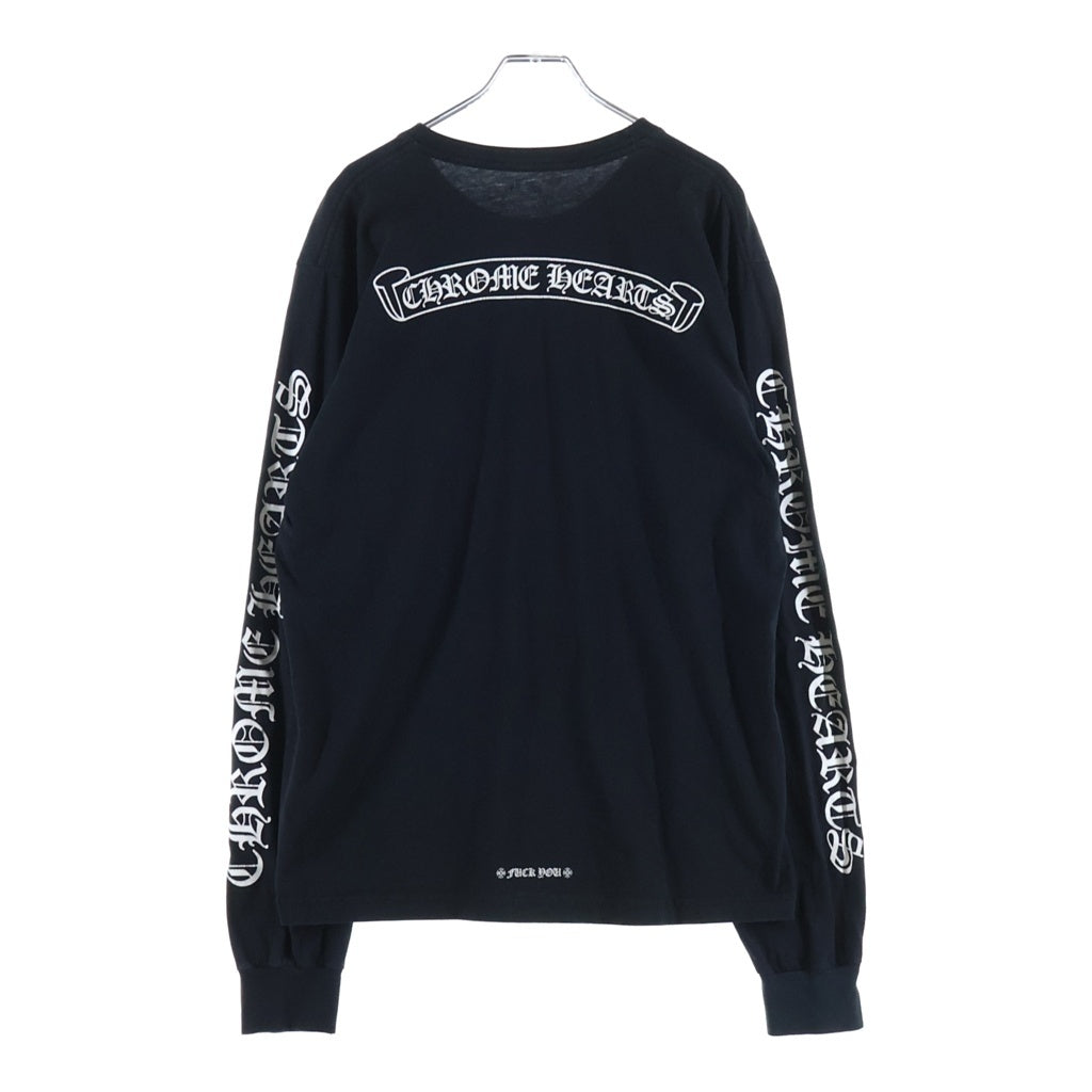 CHROME HEARTS(クロムハーツ) BACK SCROLL LABEL CH L/S T-SHIRT バックスクロールラベル アームロゴプリント クルーネック 長袖Tシャツ カットソー ブラック
