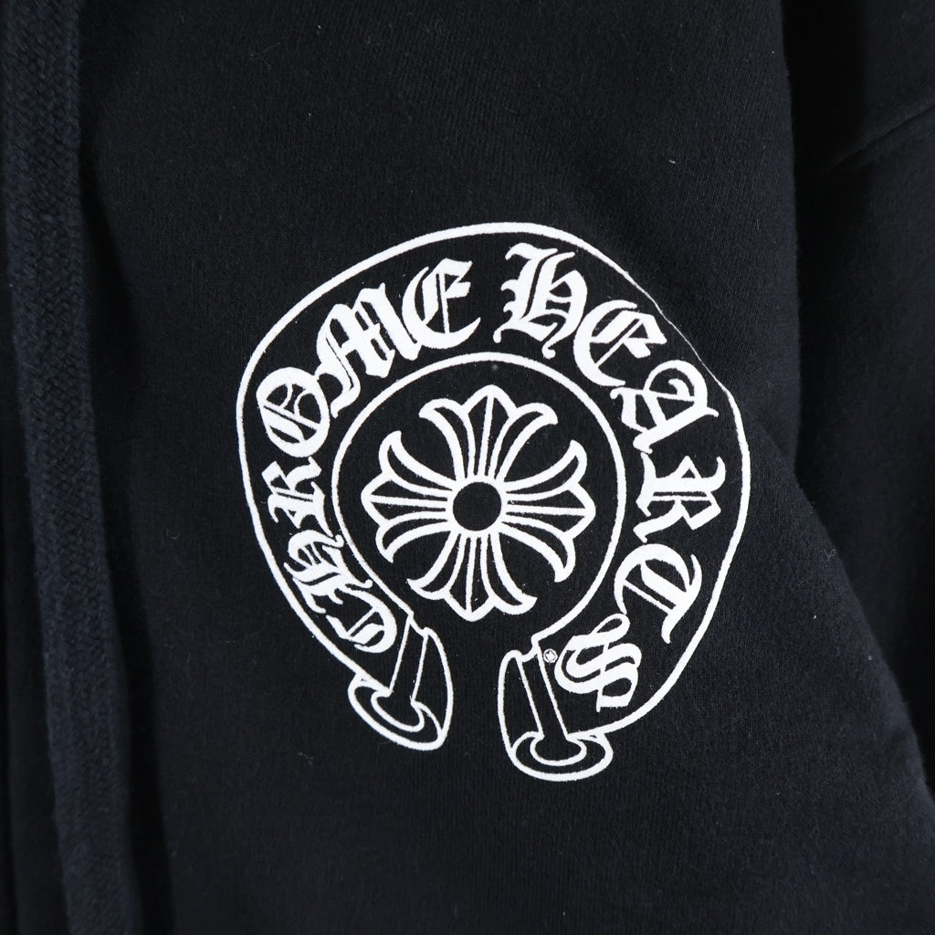 CHROME HEARTS(クロムハーツ) HONOLULU SWTSHRT HD ZIP ホノルル限定 アームフローラルクロス ホースシュープリント 裏地サーマル ジップアップフーデッドパーカー ブラック