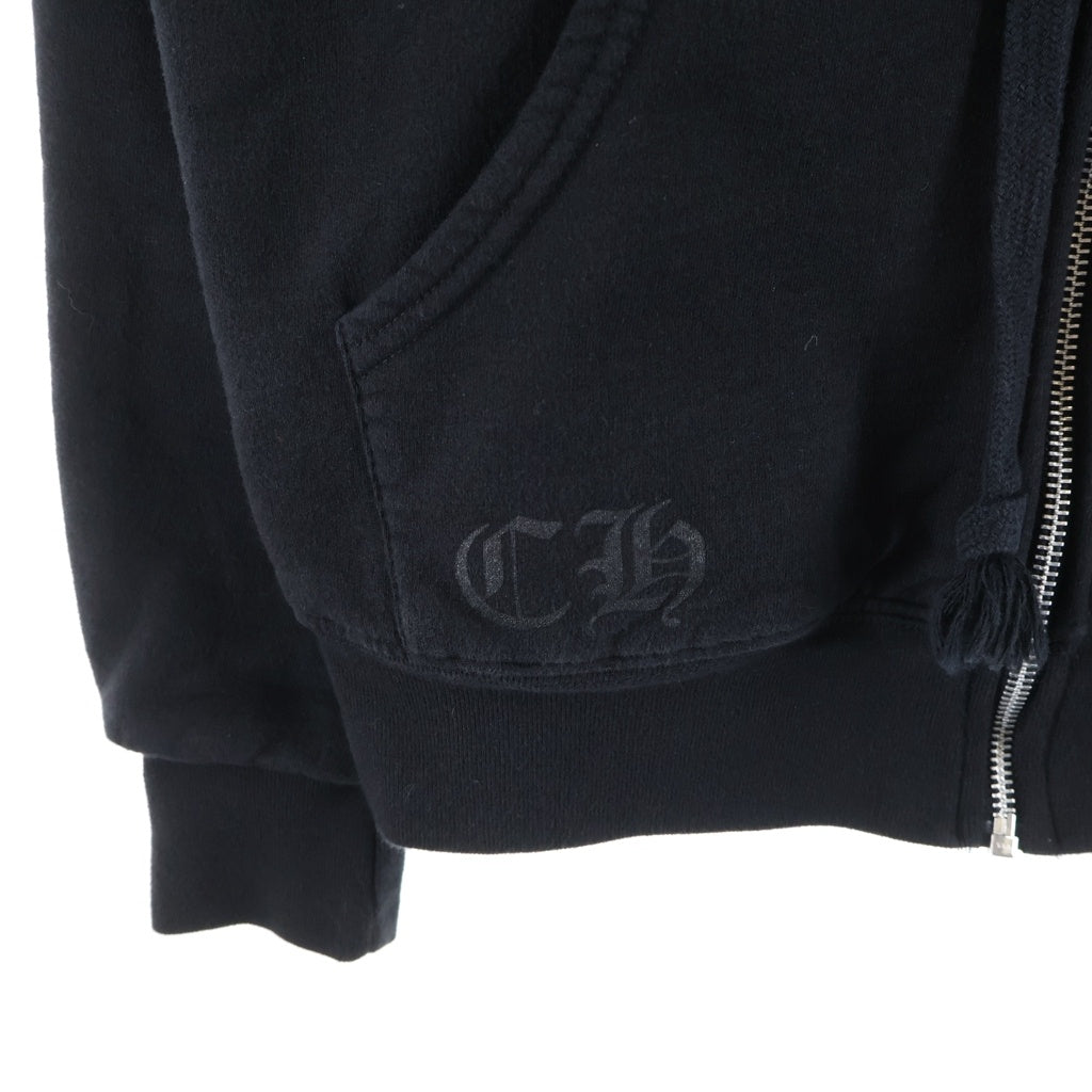 CHROME HEARTS(クロムハーツ) HONOLULU SWTSHRT HD ZIP ホノルル限定 アームフローラルクロス ホースシュープリント 裏地サーマル ジップアップフーデッドパーカー ブラック