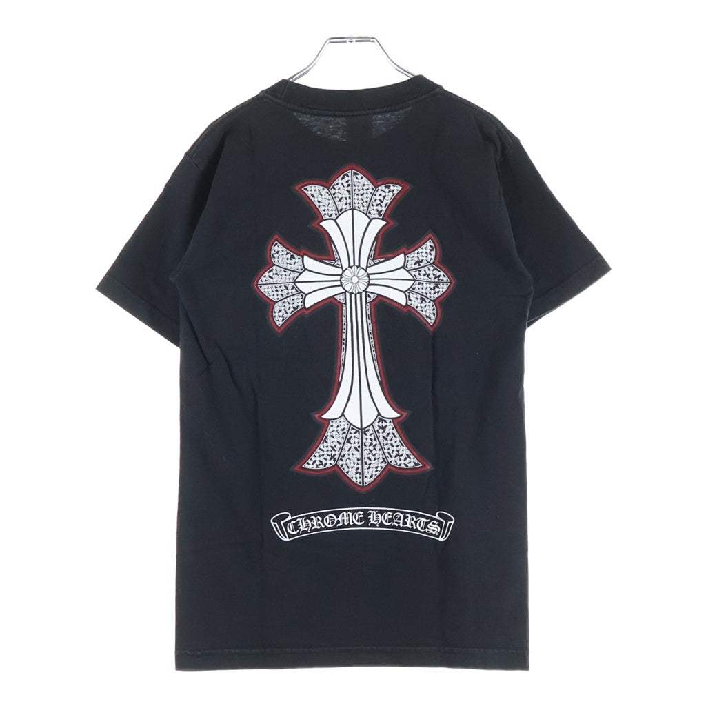 CHROME HEARTS(クロムハーツ) OLD DBL SH CRS S/S TEE ダブルCHクロス ネックロゴプリント クルーネック半袖Tシャツ カットソー ブラック