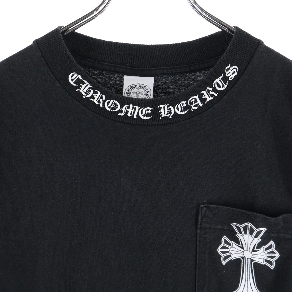 CHROME HEARTS(クロムハーツ) OLD DBL SH CRS S/S TEE ダブルCHクロス ネックロゴプリント クルーネック半袖Tシャツ カットソー ブラック