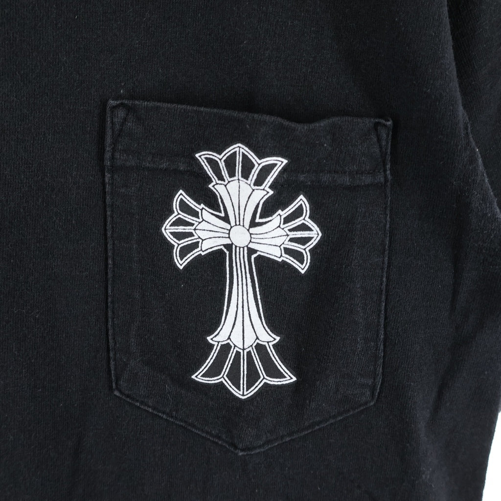 CHROME HEARTS(クロムハーツ) OLD DBL SH CRS S/S TEE ダブルCHクロス ネックロゴプリント クルーネック半袖Tシャツ カットソー ブラック