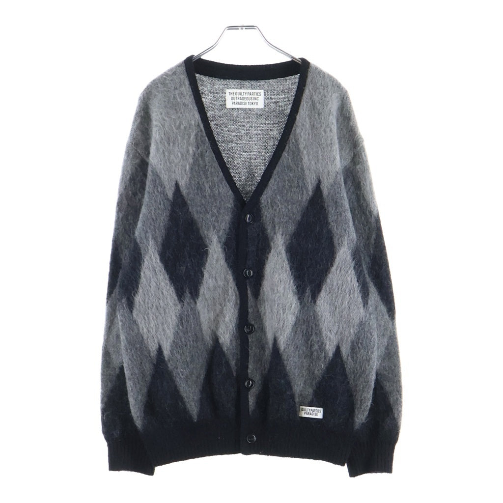 WACKO MARIA(ワコマリア) 20AW DAIAMOND MOHAIR CARDIGAN ダイヤモンド モヘア混 ニットカーディガン ブラック/グレー 20FW-WMK-KN13