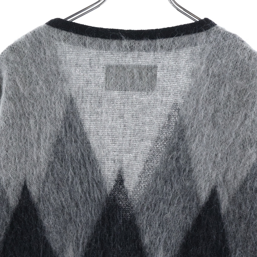 WACKO MARIA(ワコマリア) 20AW DAIAMOND MOHAIR CARDIGAN ダイヤモンド モヘア混 ニットカーディガン ブラック/グレー 20FW-WMK-KN13