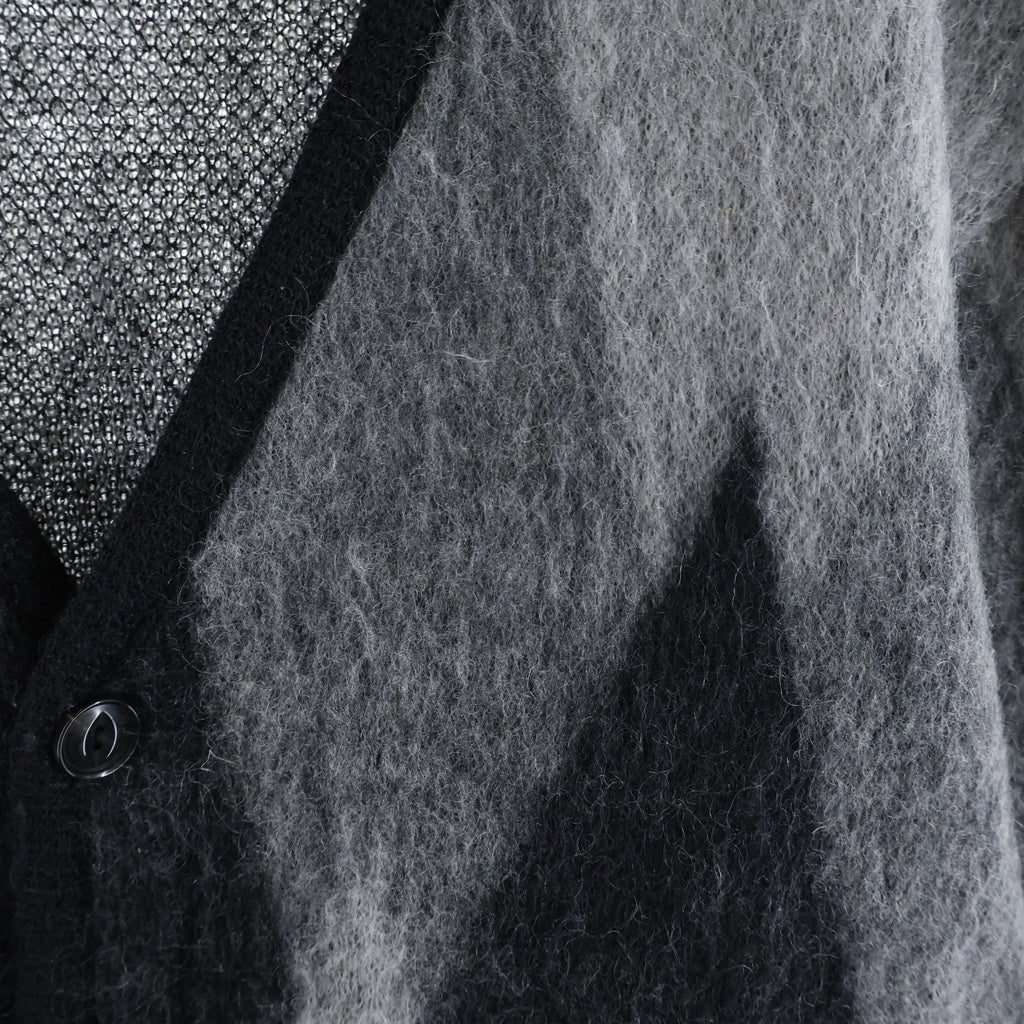 WACKO MARIA(ワコマリア) 20AW DAIAMOND MOHAIR CARDIGAN ダイヤモンド モヘア混 ニットカーディガン ブラック/グレー 20FW-WMK-KN13