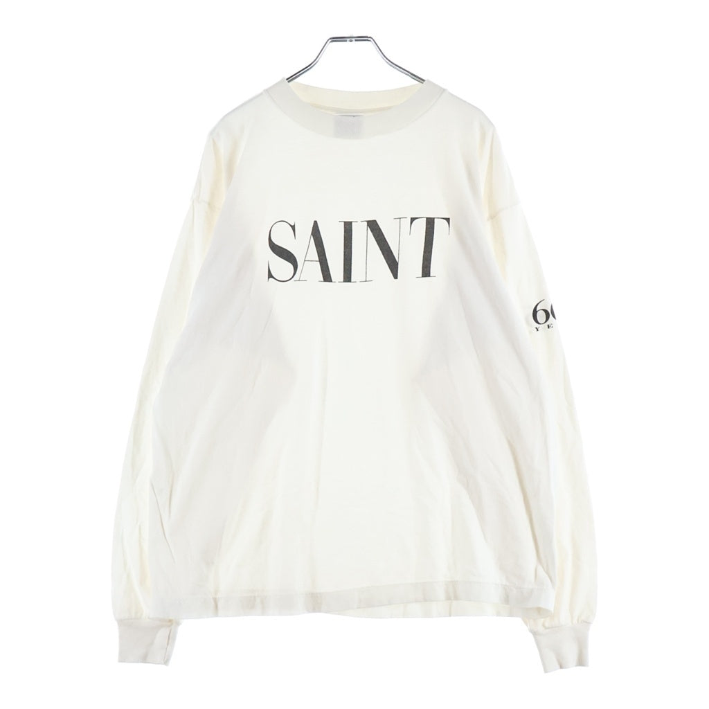 SAINT MICHAEL(セントマイケル) 25SS SAINT 666 LS TEE ロゴプリント クルーネック長袖Tシャツ ロングスリーブカットソー ホワイト SM-HR8-0000-035