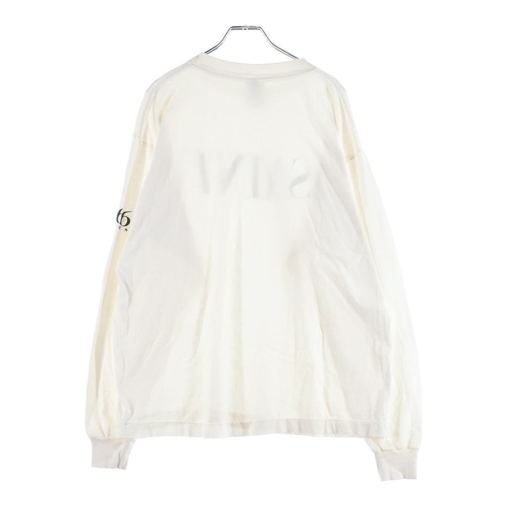 SAINT MICHAEL(セントマイケル) 25SS SAINT 666 LS TEE ロゴプリント クルーネック長袖Tシャツ ロングスリーブカットソー ホワイト SM-HR8-0000-035