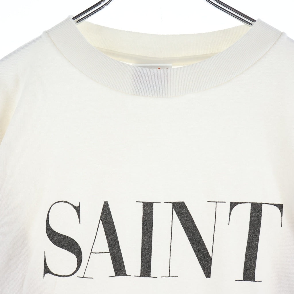 SAINT MICHAEL(セントマイケル) 25SS SAINT 666 LS TEE ロゴプリント クルーネック長袖Tシャツ ロングスリーブカットソー ホワイト SM-HR8-0000-035