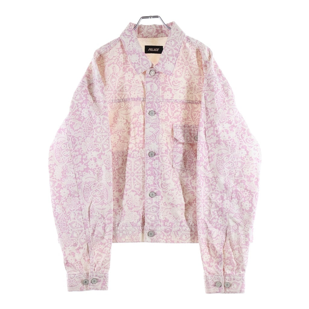 Palace Skateboards(パレススケートボーズ) 26SS LACE BLEACHED DENIM JACKET レース 総柄 ブリーチドデニムジャケット ピンク