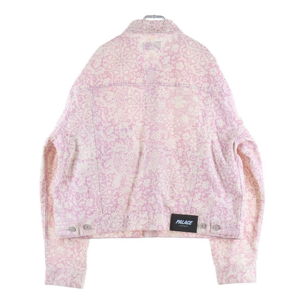 Palace Skateboards(パレススケートボーズ) 26SS LACE BLEACHED DENIM JACKET レース 総柄 ブリーチドデニムジャケット ピンク