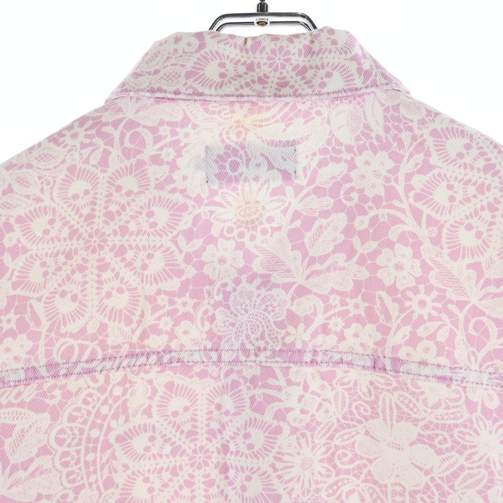 Palace Skateboards(パレススケートボーズ) 26SS LACE BLEACHED DENIM JACKET レース 総柄 ブリーチドデニムジャケット ピンク