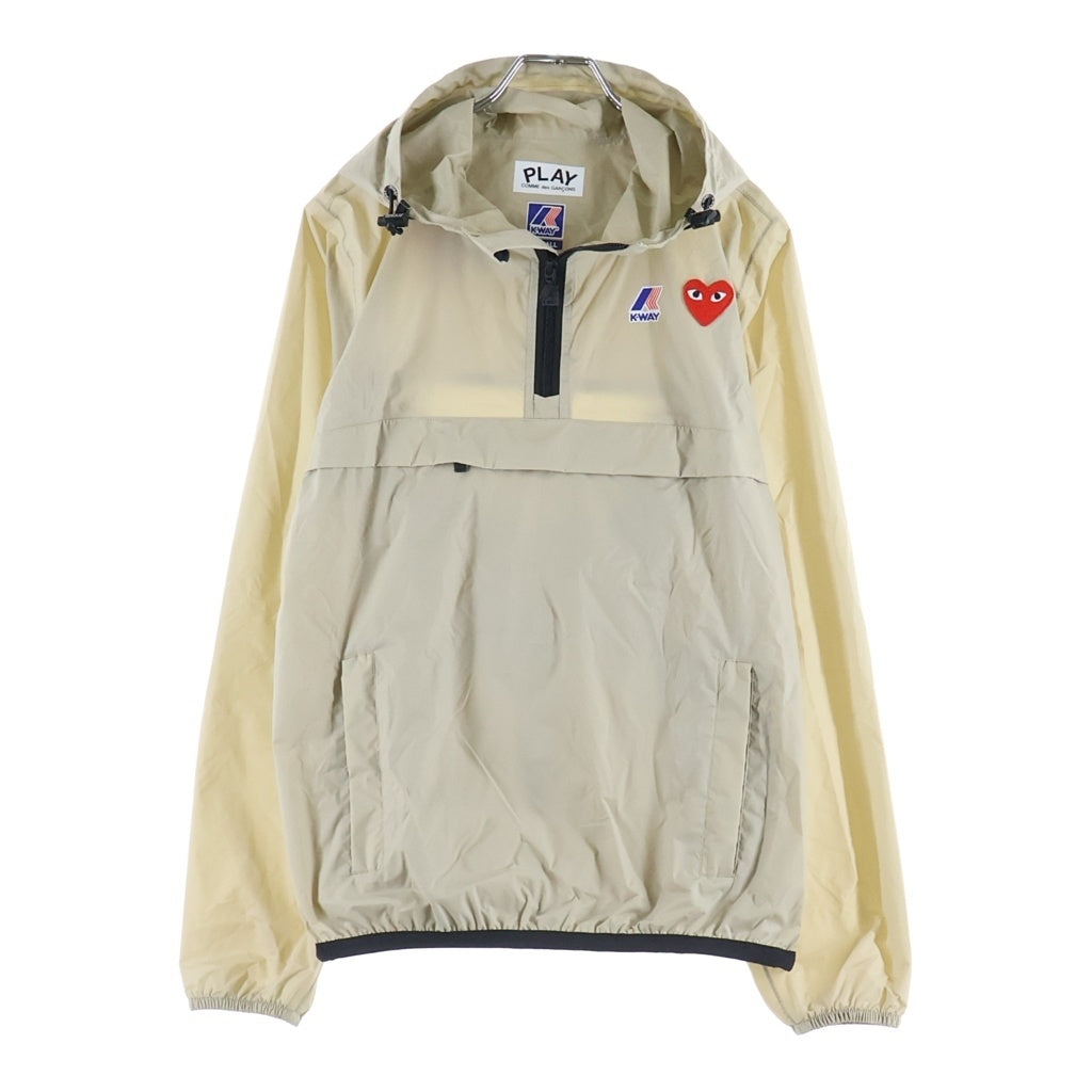 PLAY COMME des GARCONS(プレイコムデギャルソン) ×K-WAY ケーウェイ パッカブル ハーフジッププルオーバー フーデッドナイロンジャケット ベージュ AZ-J502-051