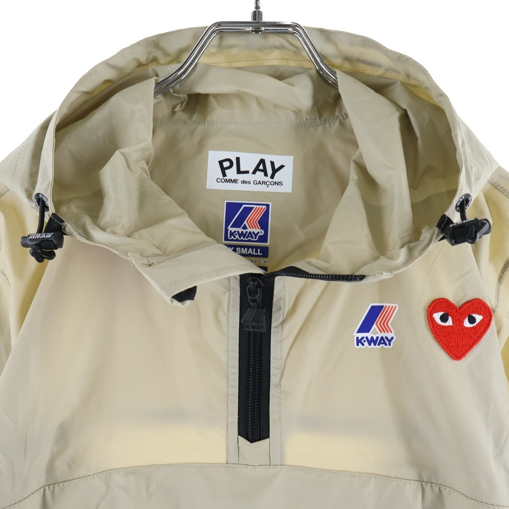 PLAY COMME des GARCONS(プレイコムデギャルソン) ×K-WAY ケーウェイ パッカブル ハーフジッププルオーバー フーデッドナイロンジャケット ベージュ AZ-J502-051