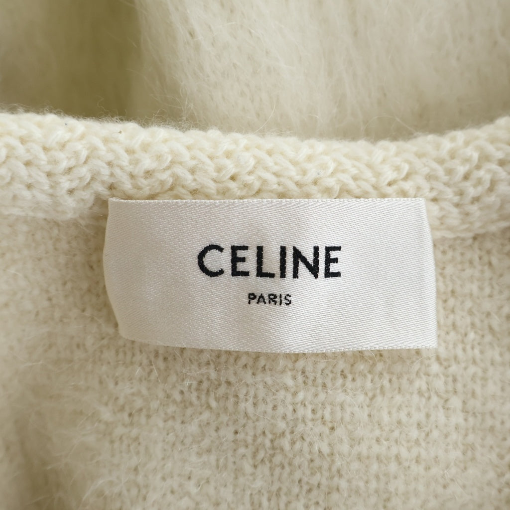 CELINE(セリーヌ) 23SS ブラッシュドモヘア ウール混 ニットカーディガン レディース ホワイト 2AD9D440U
