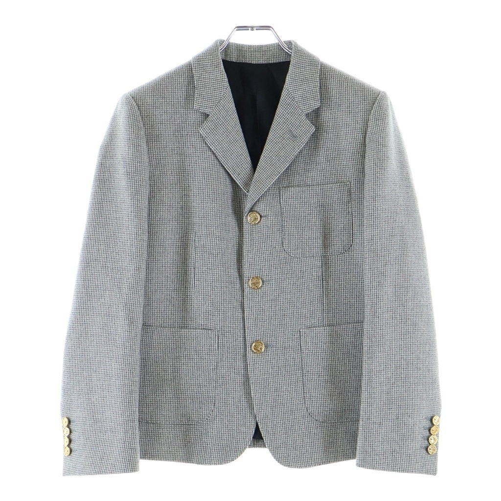 CELINE(セリーヌ) SORBONNE JACKET トリオンフボタン チェック柄 ソルボンヌジャケット レディース グレー RV0A50F85