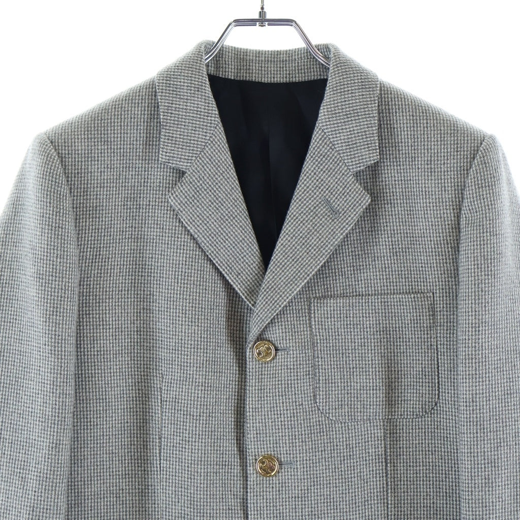 CELINE(セリーヌ) SORBONNE JACKET トリオンフボタン チェック柄 ソルボンヌジャケット レディース グレー RV0A50F85