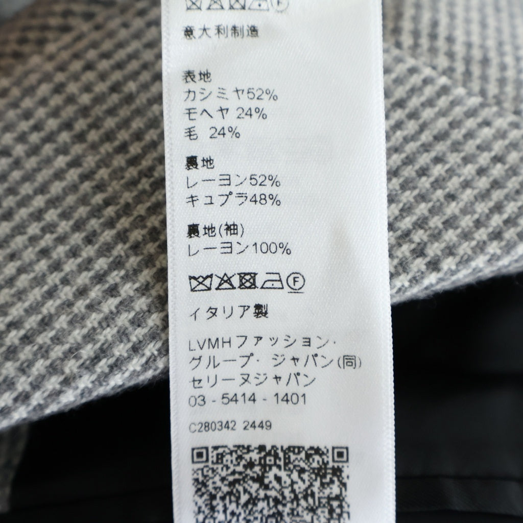 CELINE(セリーヌ) SORBONNE JACKET トリオンフボタン チェック柄 ソルボンヌジャケット レディース グレー RV0A50F85