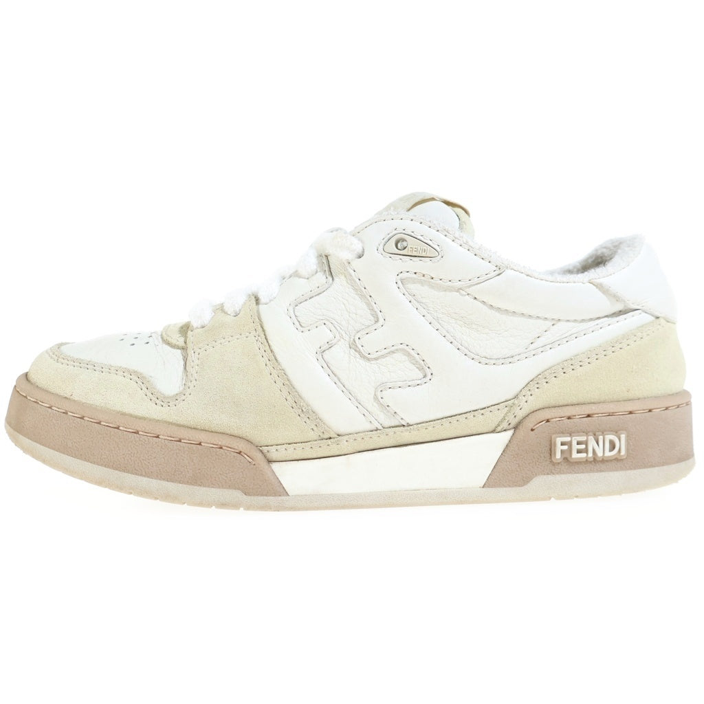 FENDI(フェンディ) MATCH SNEAKERS マッチ サイドロゴ レザーローカットスニーカー レディース ホワイト/ブラウン AHH2F1FZB