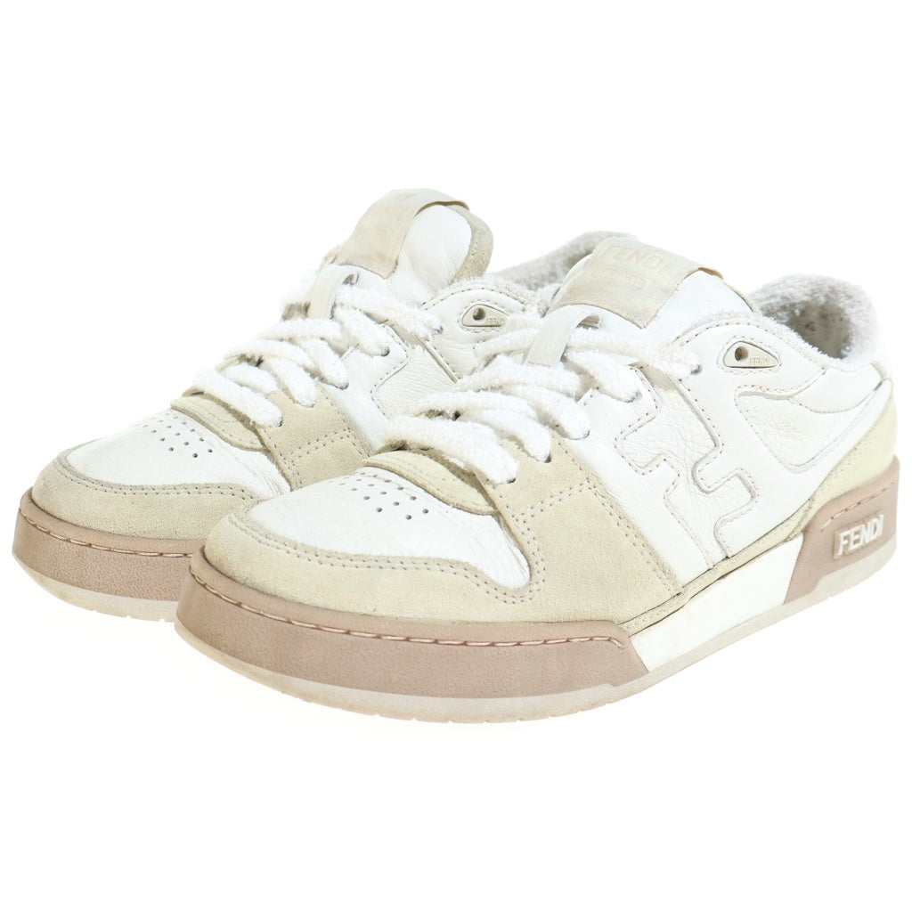 FENDI(フェンディ) MATCH SNEAKERS マッチ サイドロゴ レザーローカットスニーカー レディース ホワイト/ブラウン AHH2F1FZB