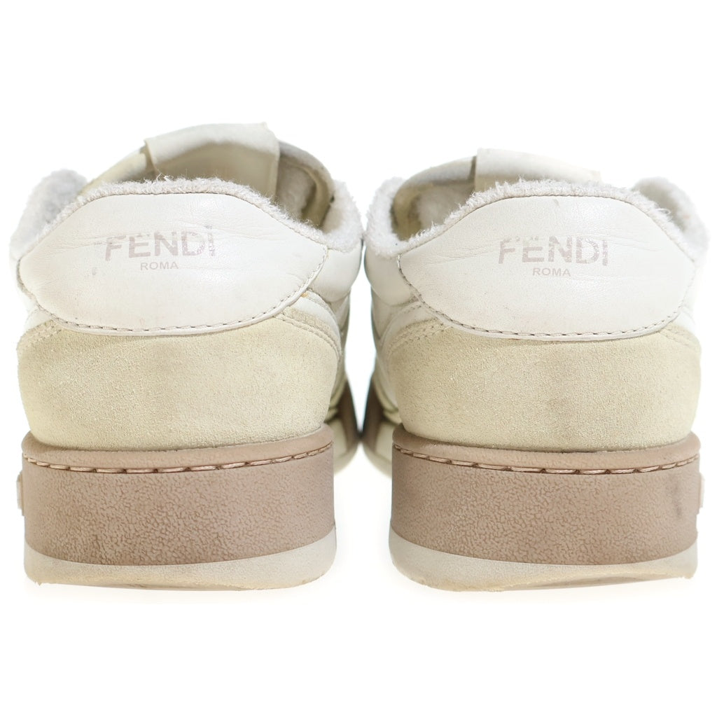FENDI(フェンディ) MATCH SNEAKERS マッチ サイドロゴ レザーローカットスニーカー レディース ホワイト/ブラウン AHH2F1FZB