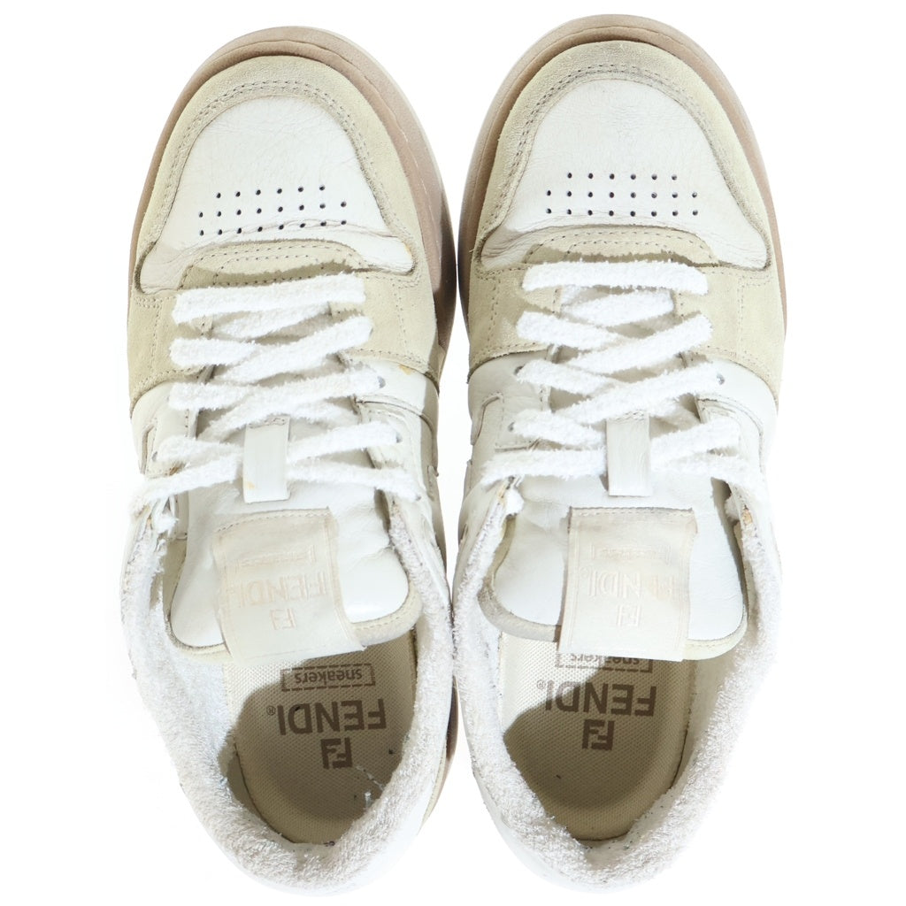 FENDI(フェンディ) MATCH SNEAKERS マッチ サイドロゴ レザーローカットスニーカー レディース ホワイト/ブラウン AHH2F1FZB