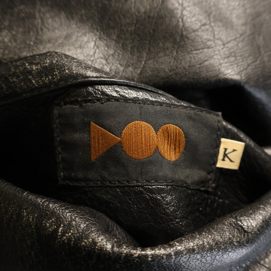 NO BRAND(ノーブランド) VOO ヴォー EXELEZA REV VEST リバーシブル レザー ナイロン ユーズド加工 ダウンベスト ブラック VOO-1214