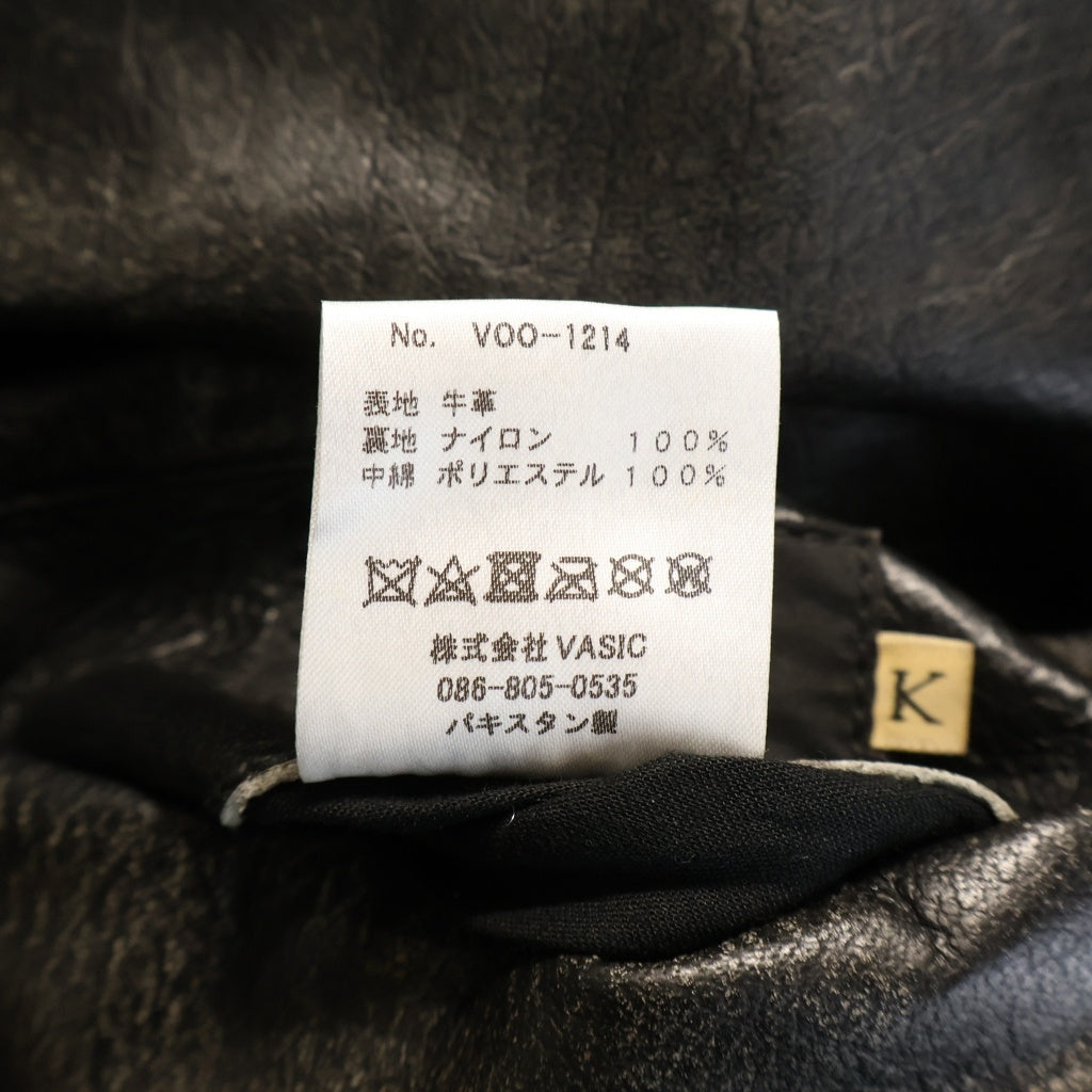 NO BRAND(ノーブランド) VOO ヴォー EXELEZA REV VEST リバーシブル レザー ナイロン ユーズド加工 ダウンベスト ブラック VOO-1214