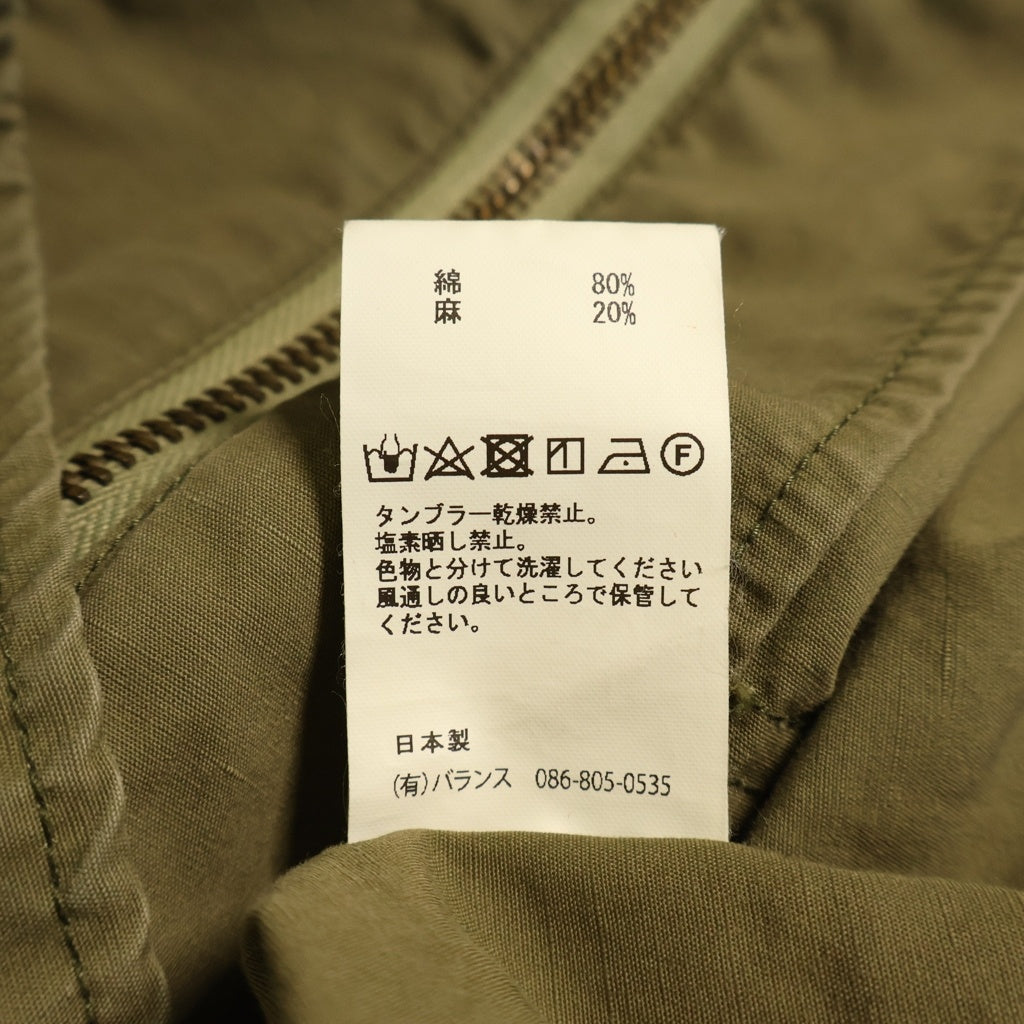 anachronorm(アナクローム) CL FLIGHT JACKET コットンリネン ジップアップ フライトジャケット カーキ